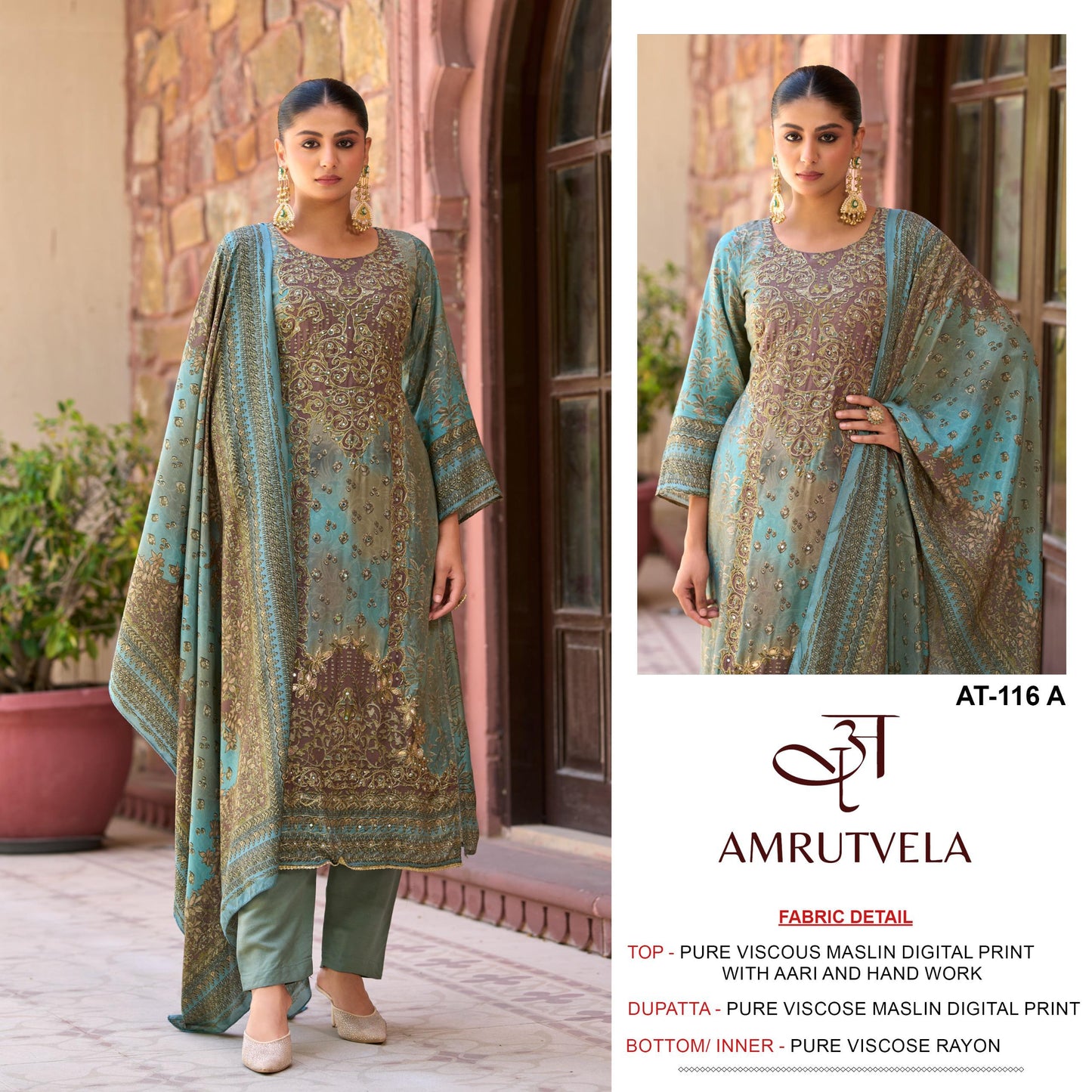At-116 Amrutvela Pure Viscose Muslin Pakistani Salwar Suits