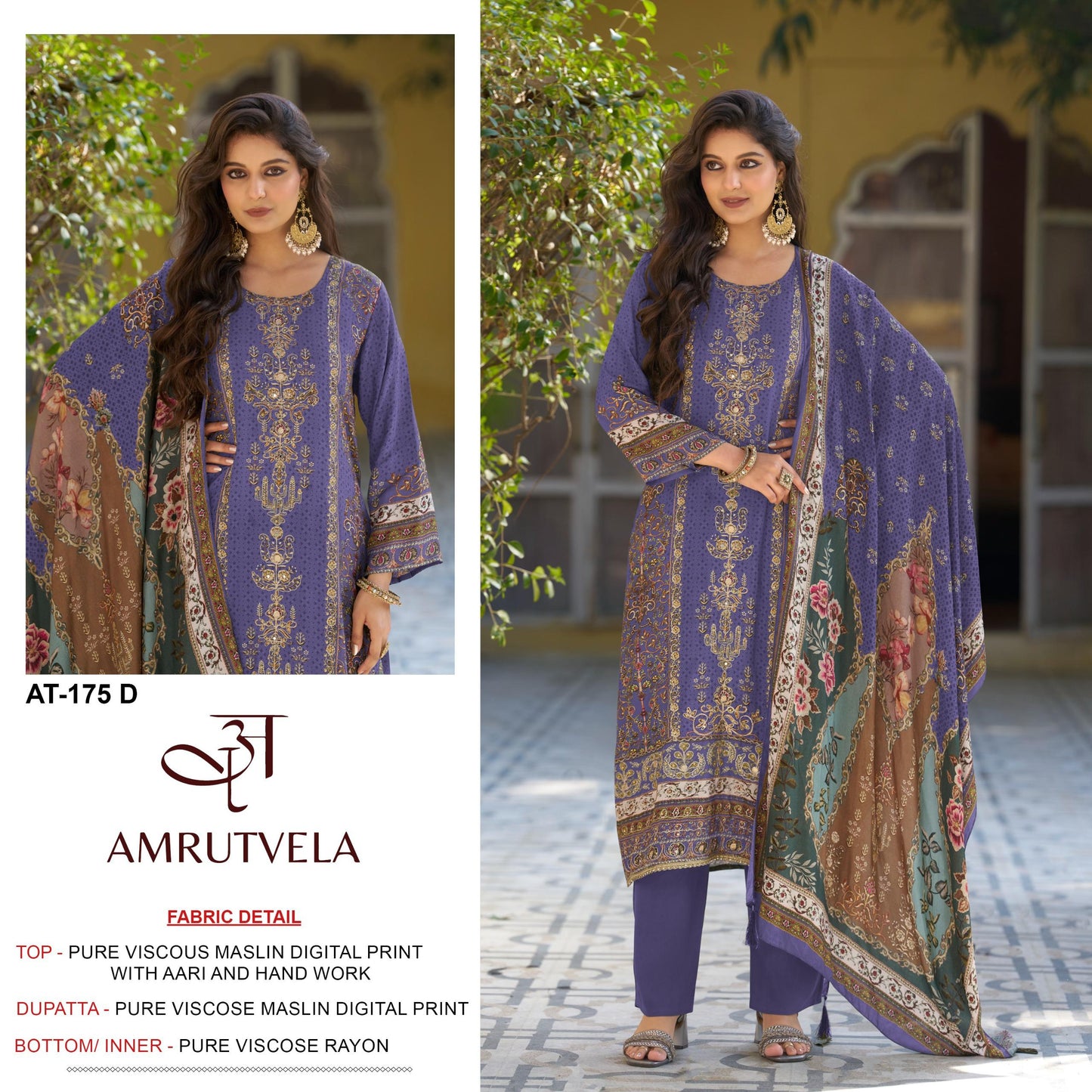 At-175-D Amrutvela Pure Viscose Pakistani Salwar Suits