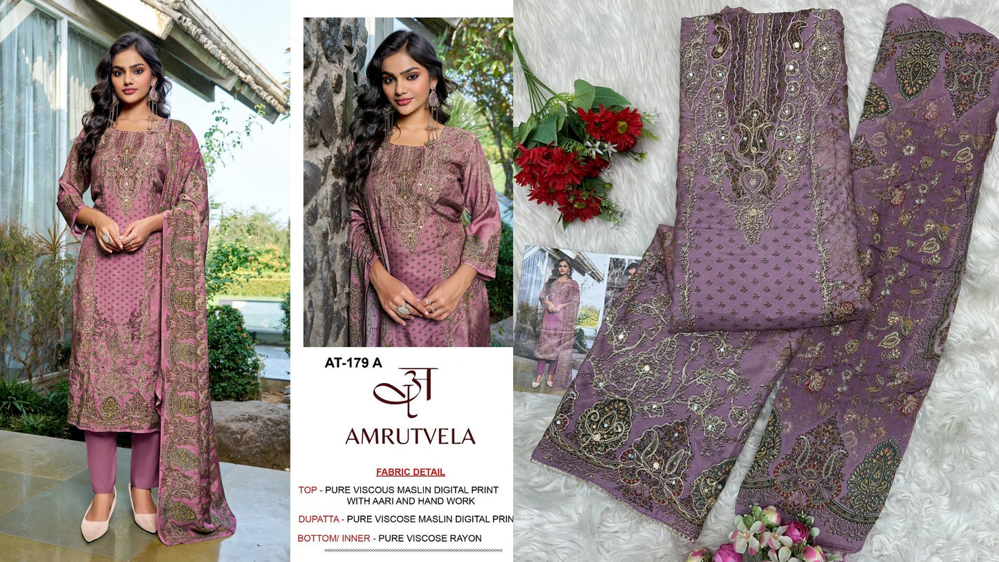 At-179-A Amrutvela Viscose Muslin Pakistani Salwar Suits