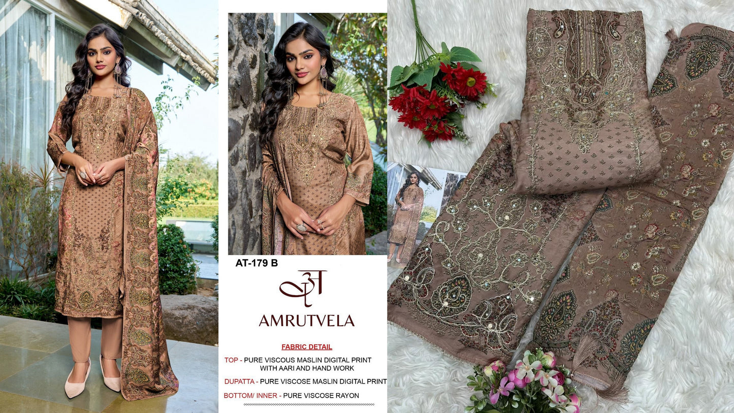 At-179-B Amrutvela Viscose Muslin Pakistani Salwar Suits