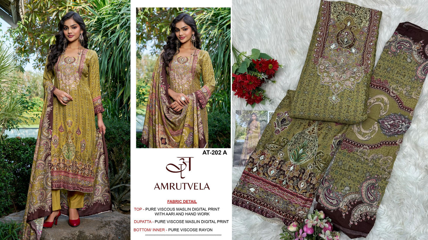 At-202-A Amrutvela Viscose Muslin Pakistani Salwar Suits