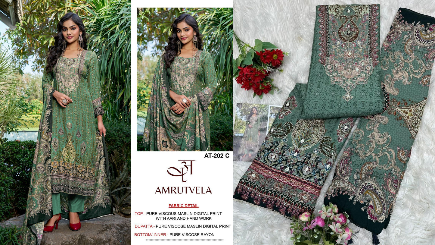 At-202-C Amrutvela Viscose Muslin Pakistani Salwar Suits