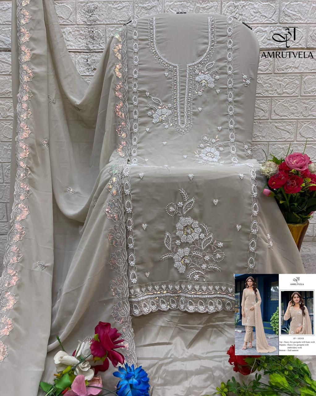 Av-1024-B Amrutvela Heavy Georgette Pakistani Salwar Suits