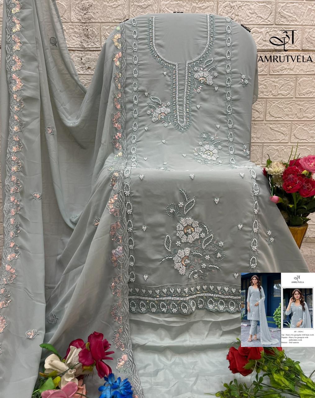 Av-1024-C Amrutvela Heavy Georgette Pakistani Salwar Suits