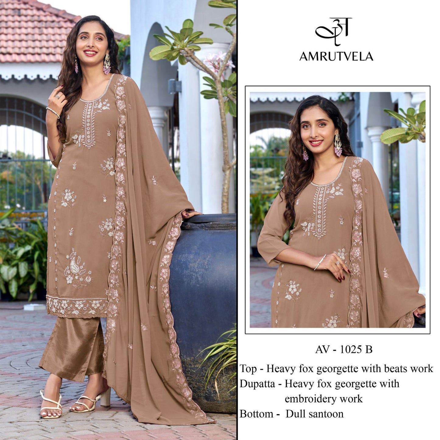 Av-1025-B Amrutvela Fox Georgette Pakistani Salwar Suits