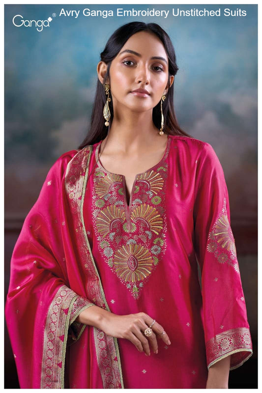 Avry Ganga Embroidery Unstitched Suits