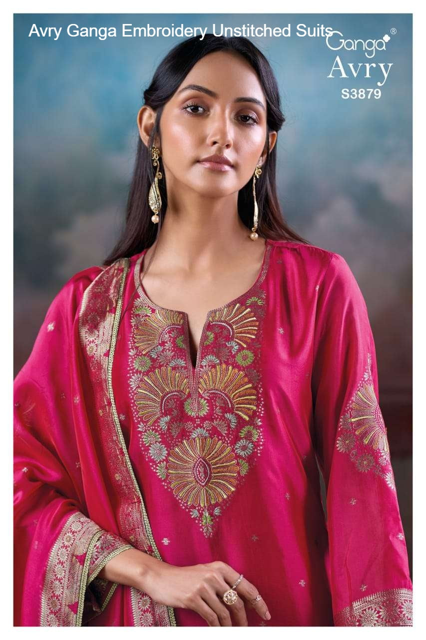 Avry Ganga Embroidery Unstitched Suits