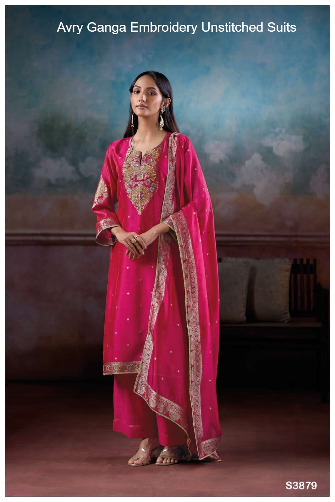 Avry Ganga Embroidery Unstitched Suits