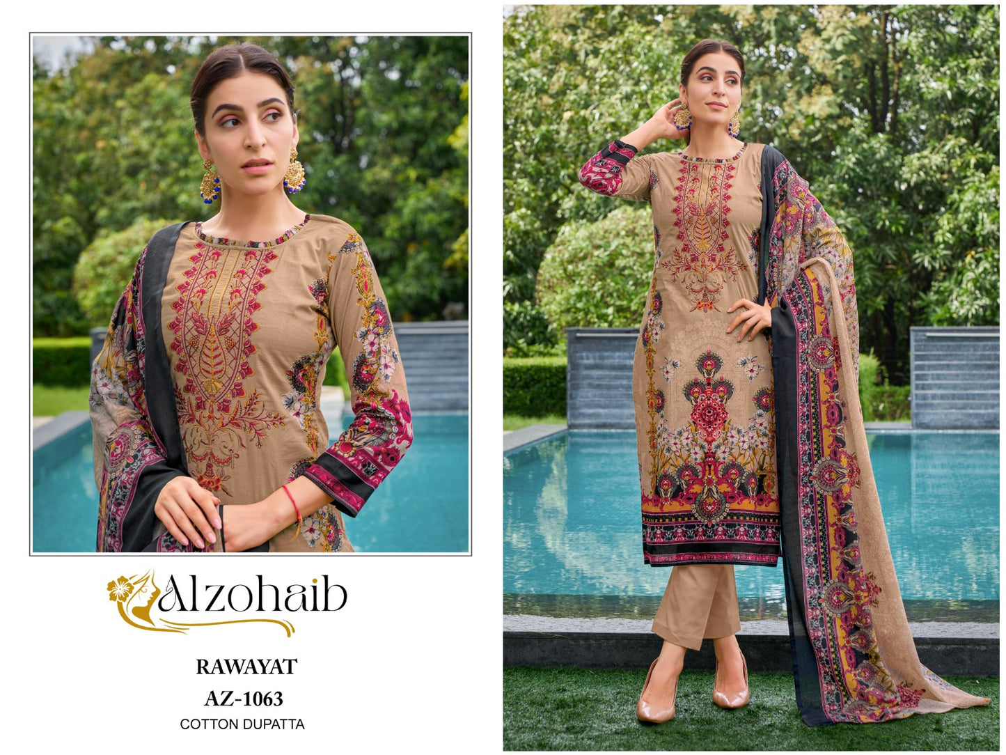 Az-1063 Rawayat Al Zohaib Pure Cotton Pakistani Salwar Suits