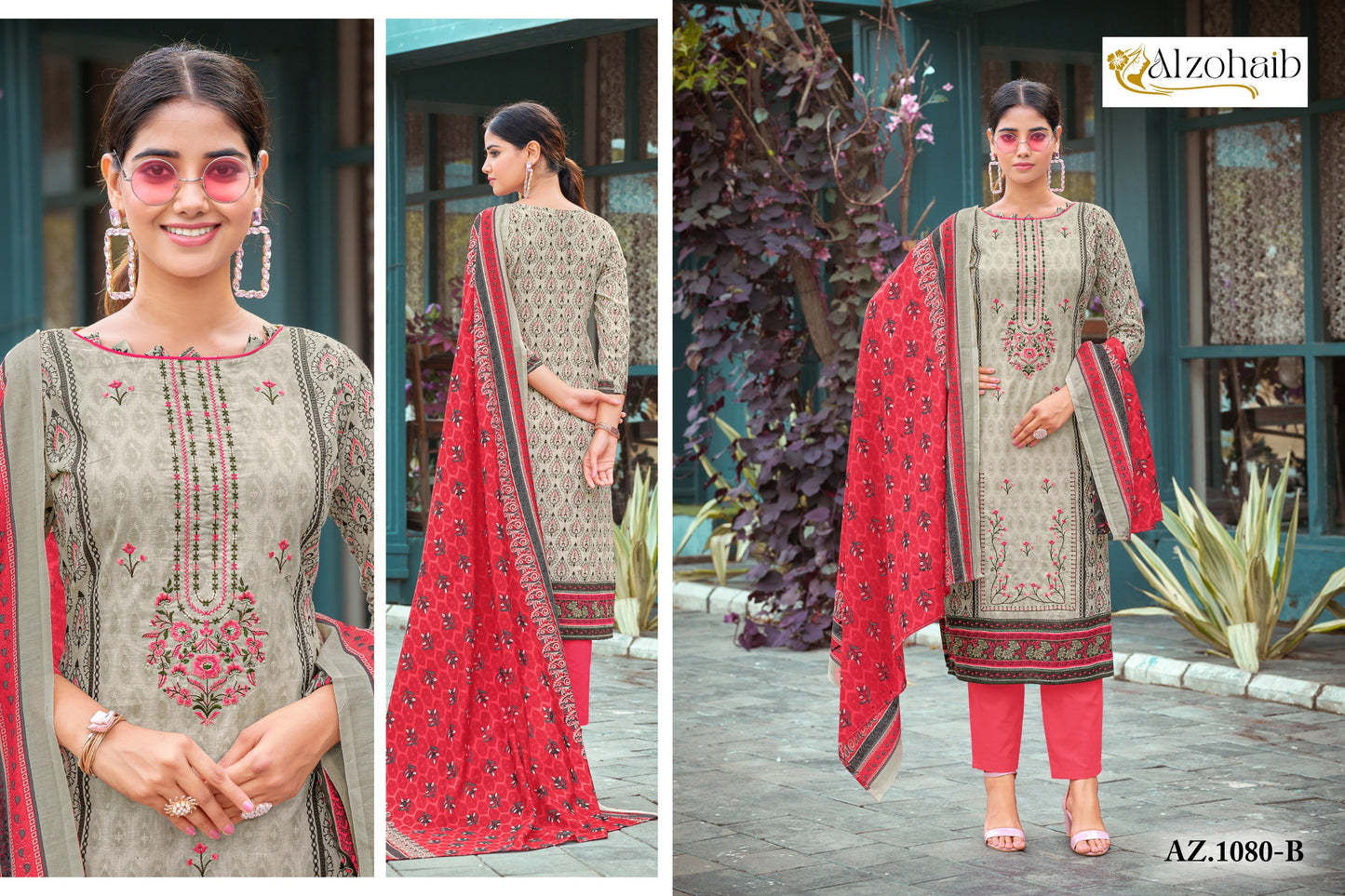 Az-1080-B Sarra Vol-1 Al Zohaib Printed Karachi Unstitched Suits
