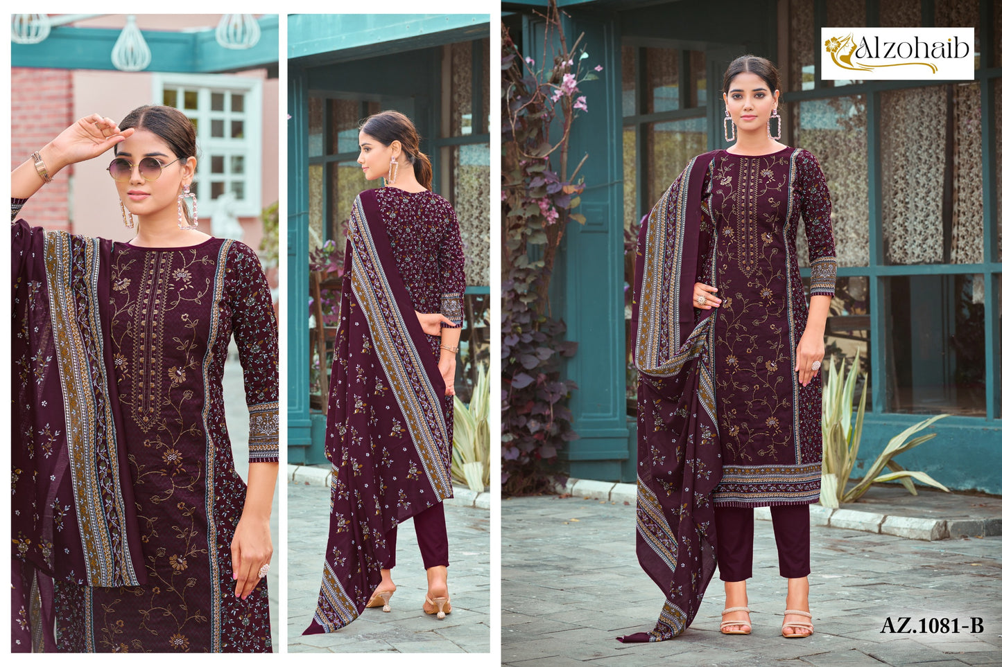 Az-1081-B Sarra Vol-1 Al Zohaib Printed Karachi Unstitched Suits
