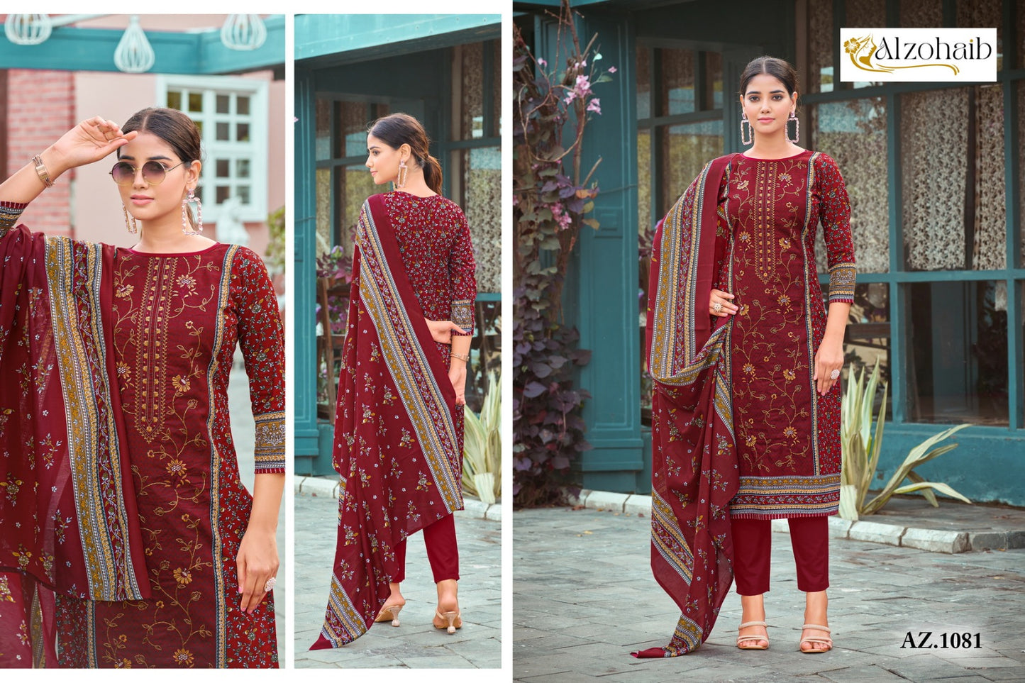 Az-1081 Al Zohaib Cotton Pakistani Salwar Suits