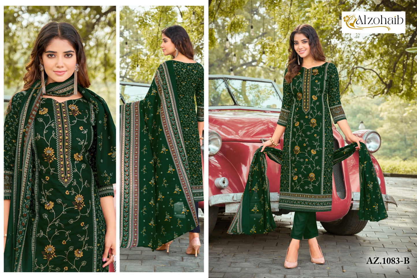 Az-1083-B Sarra Vol-1 Al Zohaib Printed Karachi Unstitched Suits