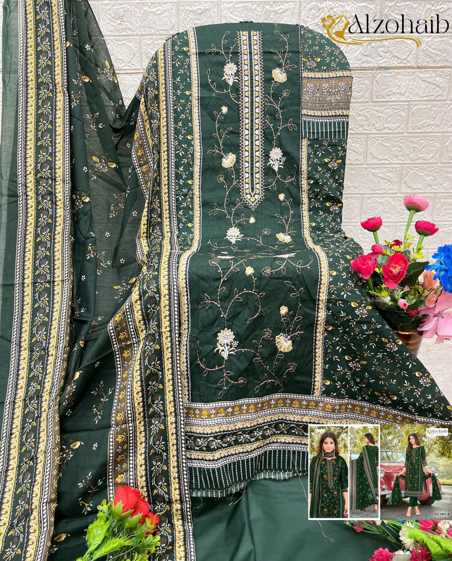 Az-1083-B Sarra Vol-1 Al Zohaib Printed Karachi Unstitched Suits