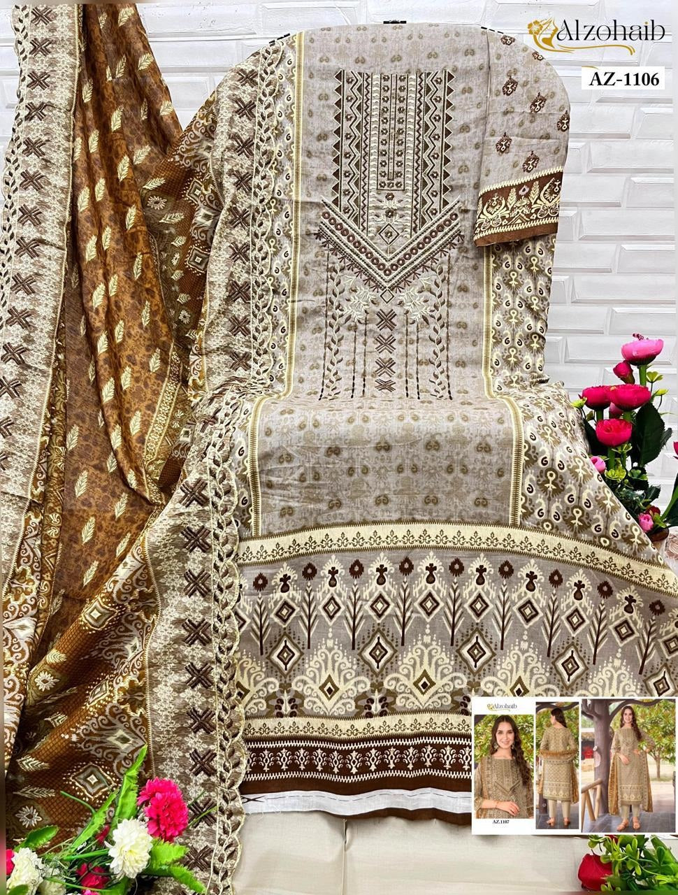 Az-1106 Al Zohaib Emboridery Pakistani Salwar Suits