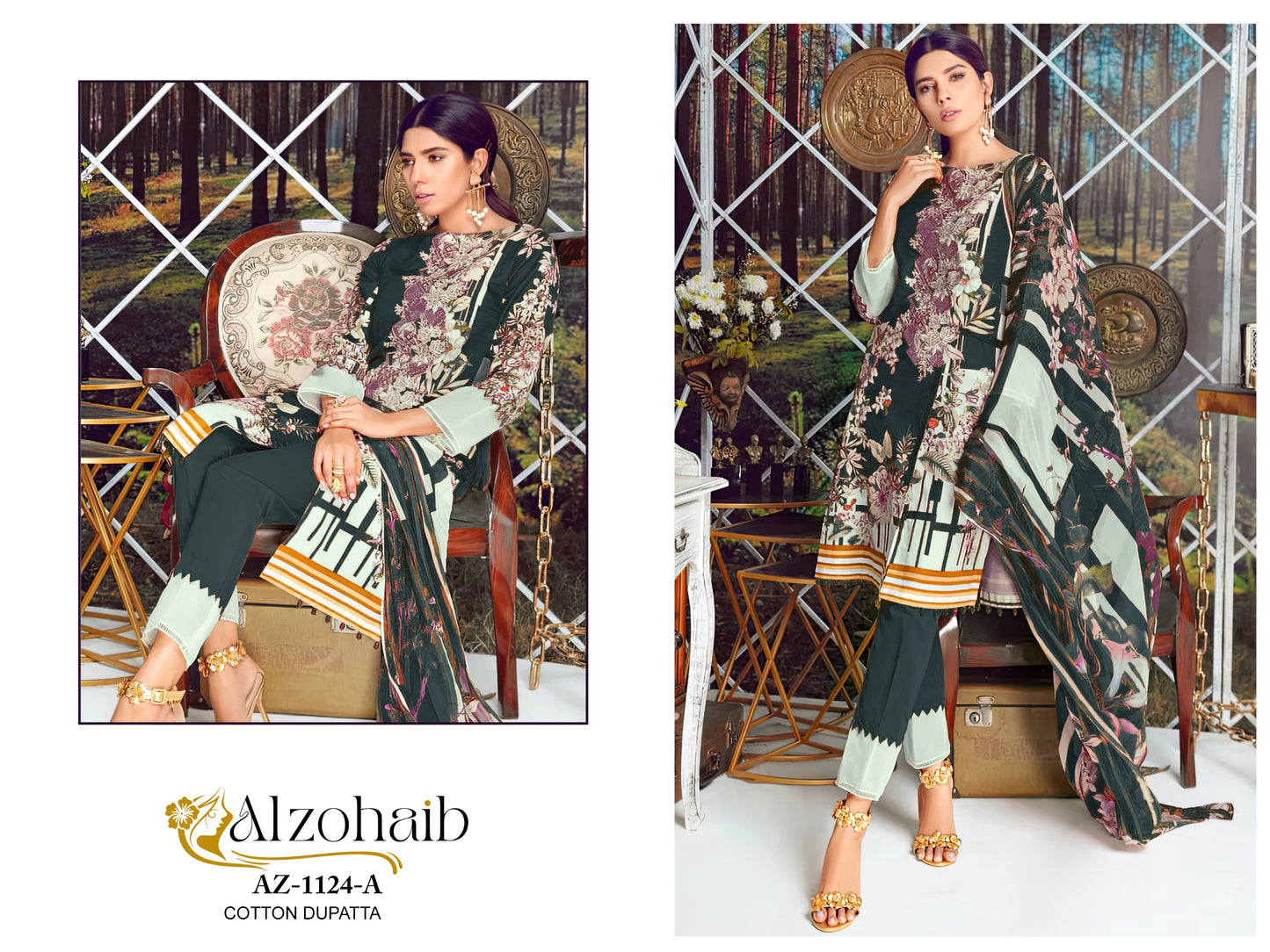 Az-1124A Al Zohaib Patch Pakistani Salwar Suits