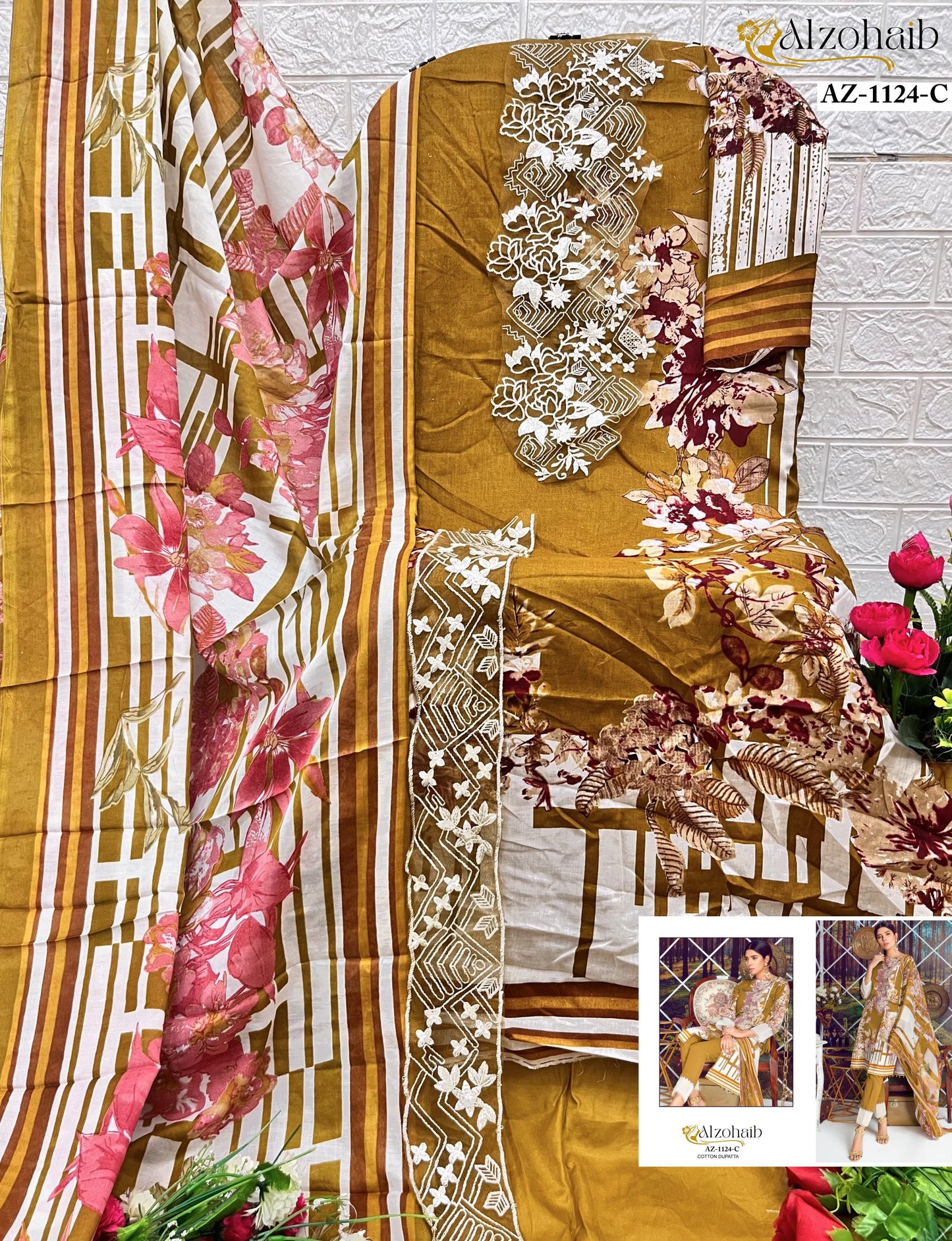Az-1124C Al Zohaib Patch Pakistani Salwar Suits
