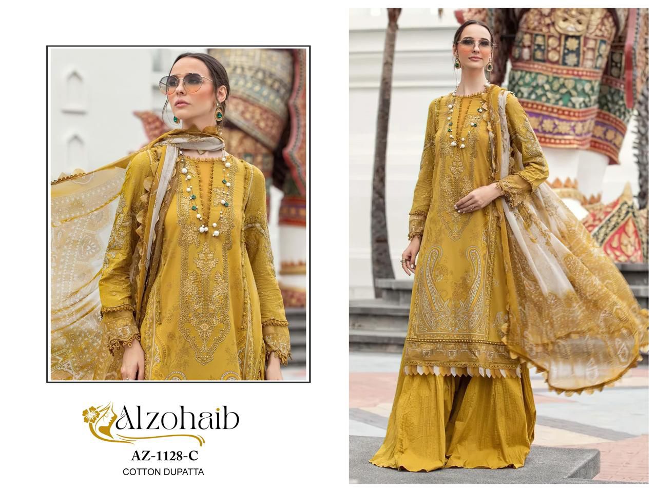 Az-1128-C Al Zohaib Embroidery Pakistani Patch Suits