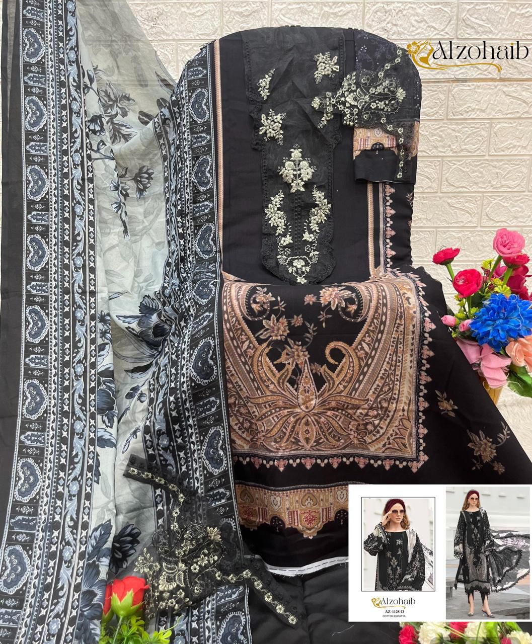 Az-1128-D Al Zohaib Embroidery Pakistani Patch Suits