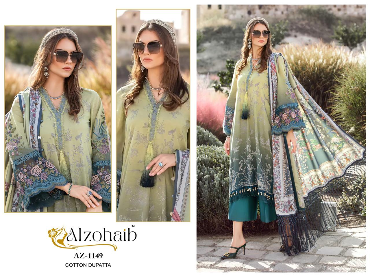 Az-1149 Al Zohaib Pure Cotton Pakistani Salwar Suits