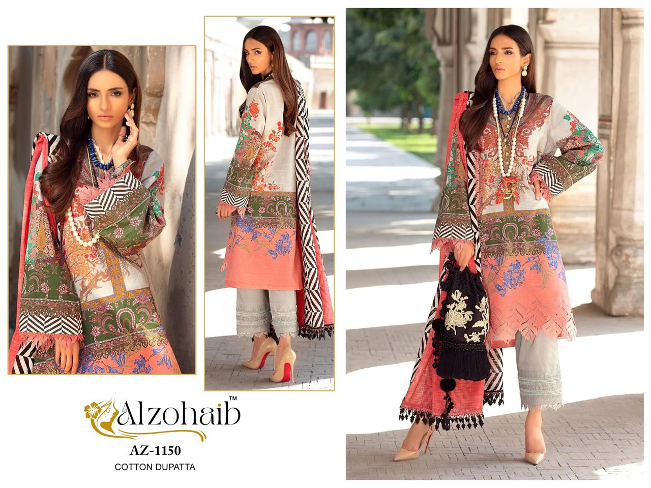 Az-1150 Al Zohaib Pure Cotton Pakistani Patch Suits
