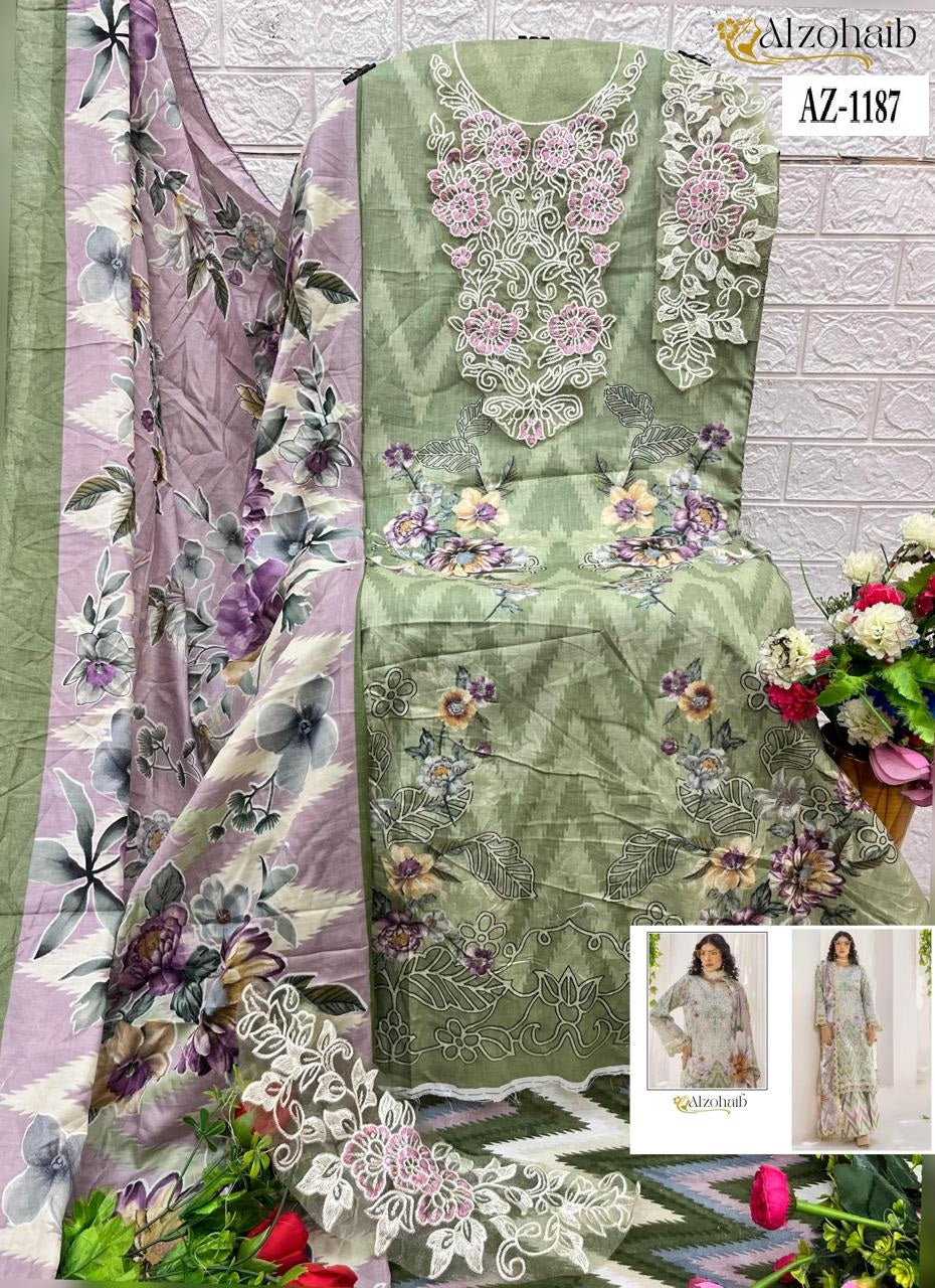 Az-1187 Sakina Vol 2 Al Zohaib Printed Pakistani Patch Suits