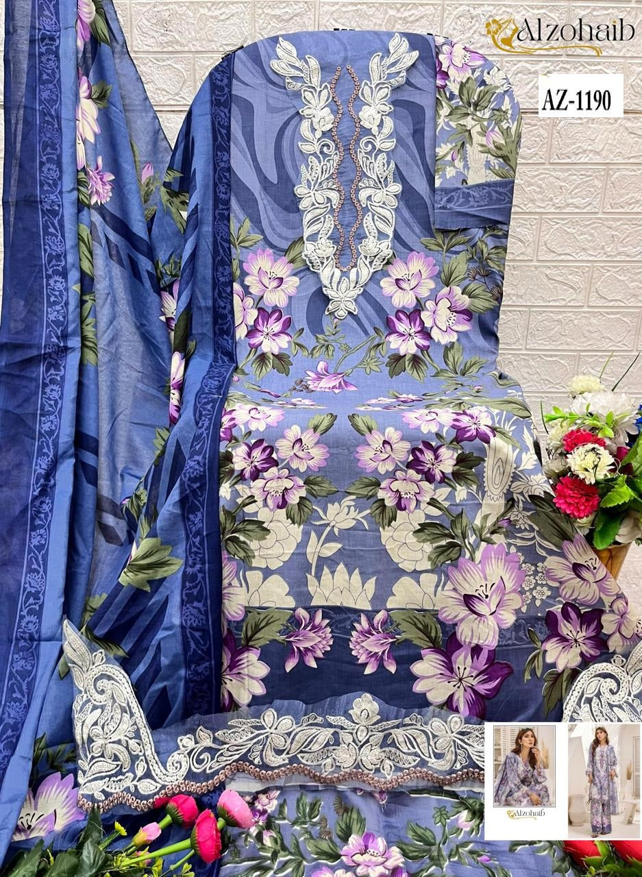 Az-1190 Sakina Vol 2 Al Zohaib Printed Pakistani Patch Suits