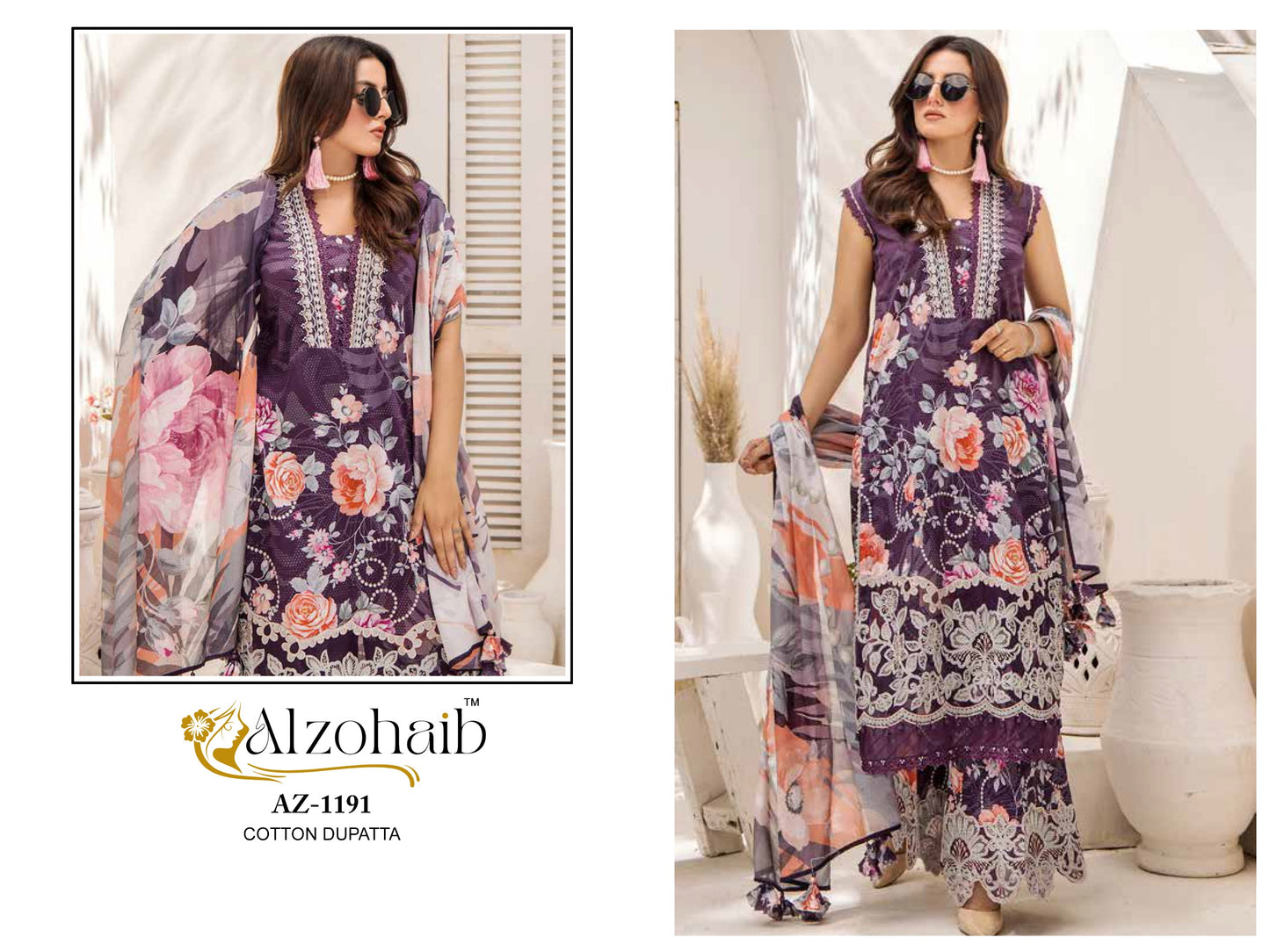 Az-1191 Sakina Al Zohaib Pure Cotton Pakistani Salwar Suits