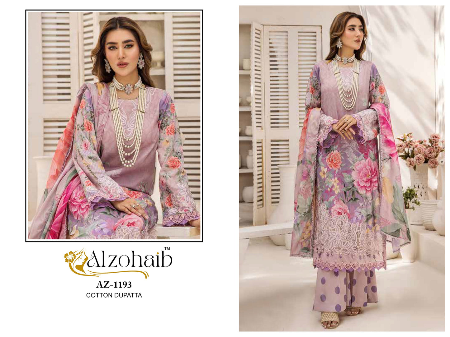 Az-1193 Sakina Al Zohaib Pure Cotton Pakistani Salwar Suits