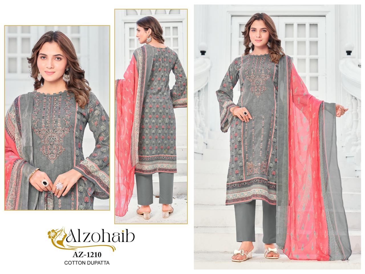 Az-1210 Noor Vol 2 Al Zohaib Printed Karachi Unstitched Suits
