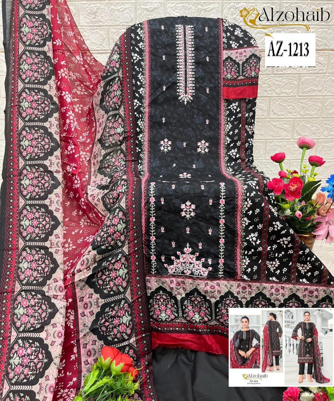 Az-1213 Noor Vol 2 Al Zohaib Printed Karachi Unstitched Suits