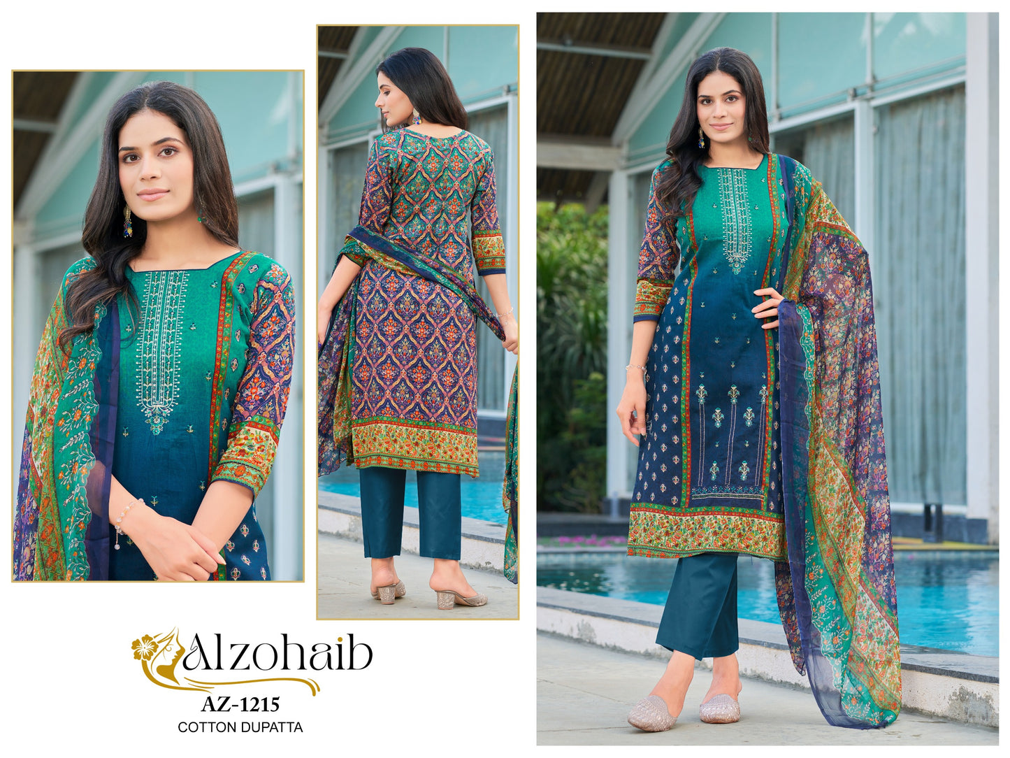 Az-1215 Noor Vol 1 Al Zohaib Pure Cotton Pakistani Salwar Suits