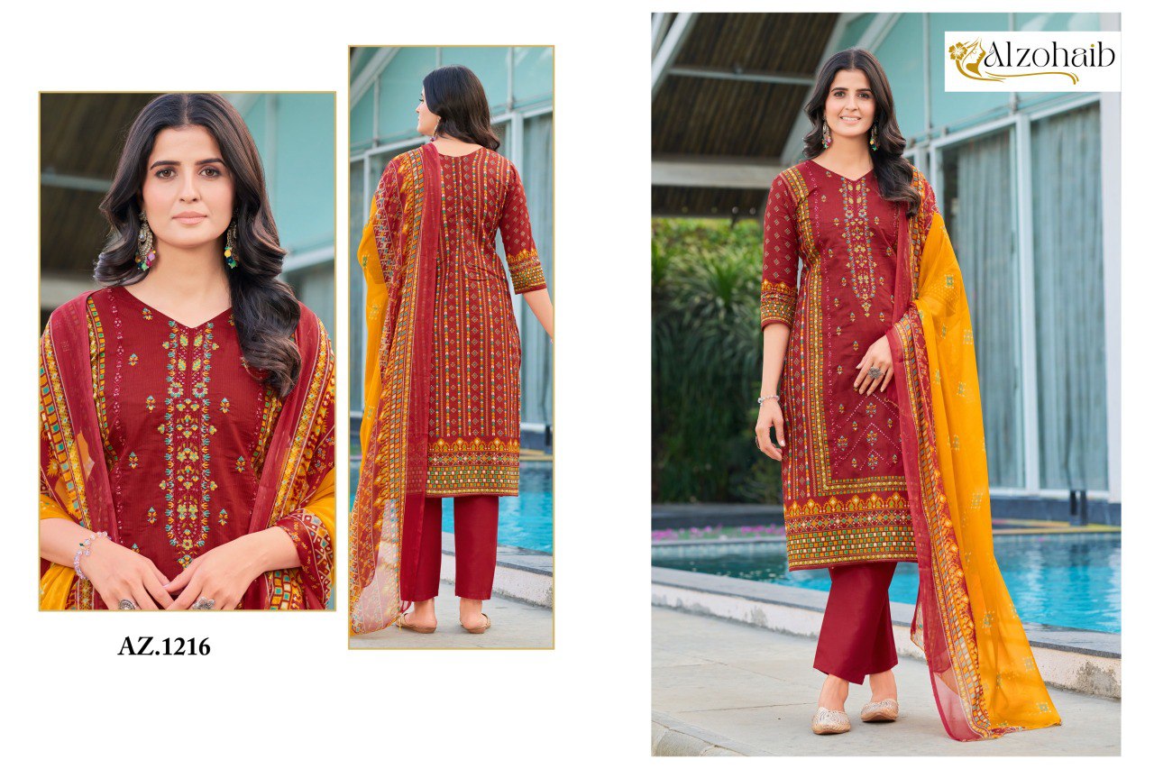 Az-1216 Sapphire Al Zohaib Pure Cotton Pakistani Salwar Suits