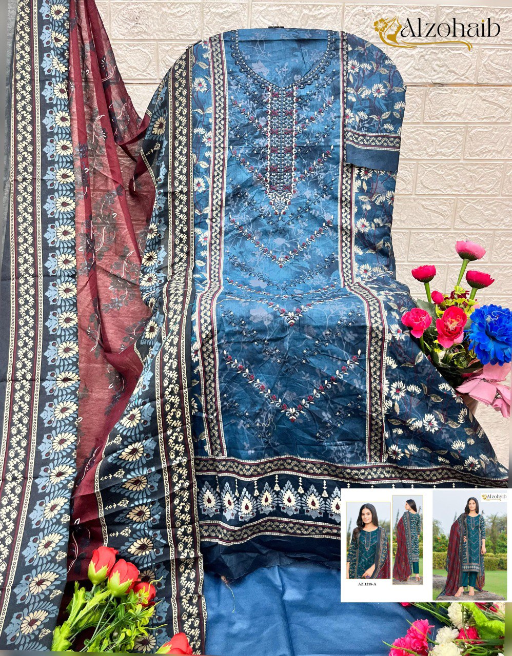 Az-1218 Sapphire Al Zohaib Pure Cotton Pakistani Salwar Suits