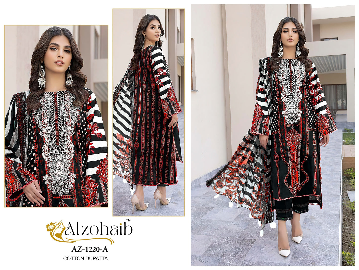 Az-1220-A Rubina Vol 1 Al Zohaib Printed Karachi Unstitched Suits