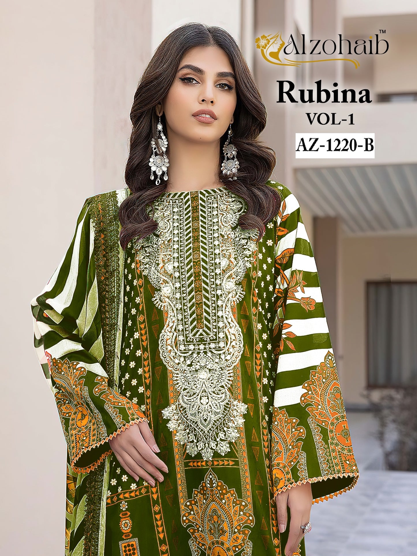 Az-1220-B Rubina Vol 1 Al Zohaib Printed Karachi Unstitched Suits