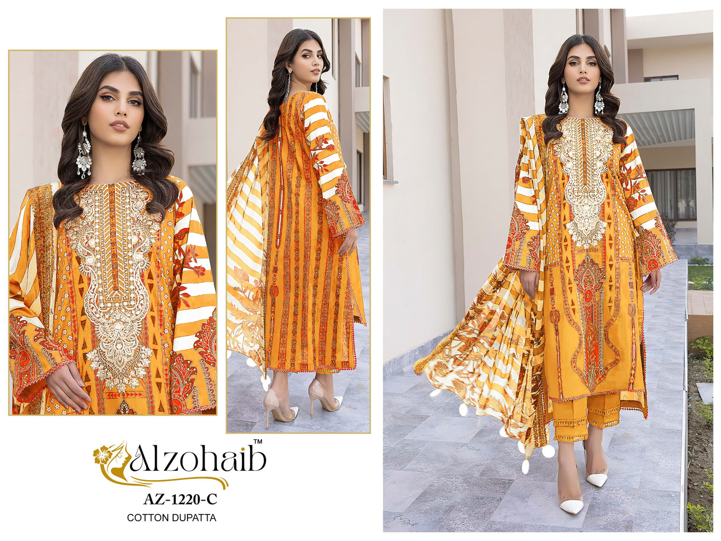 Az-1220-C Rubina Vol 1 Al Zohaib Printed Karachi Unstitched Suits