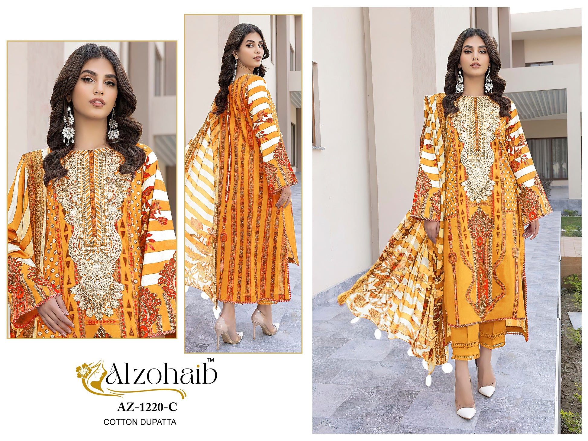 Az-1220-C Rubina Vol 1 Al Zohaib Printed Karachi Unstitched Suits