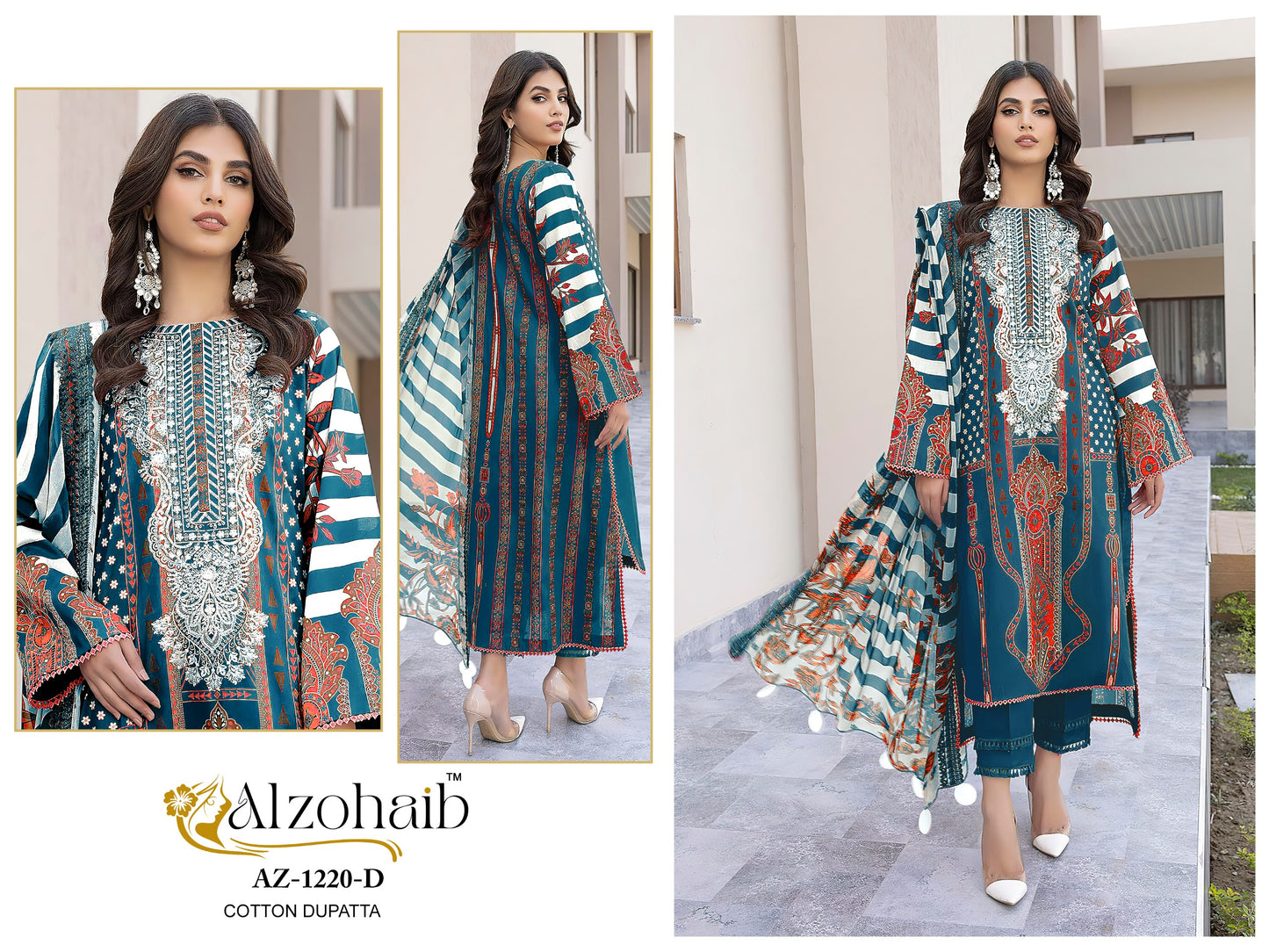 Az-1220-D Rubina Vol 1 Al Zohaib Printed Karachi Unstitched Suits
