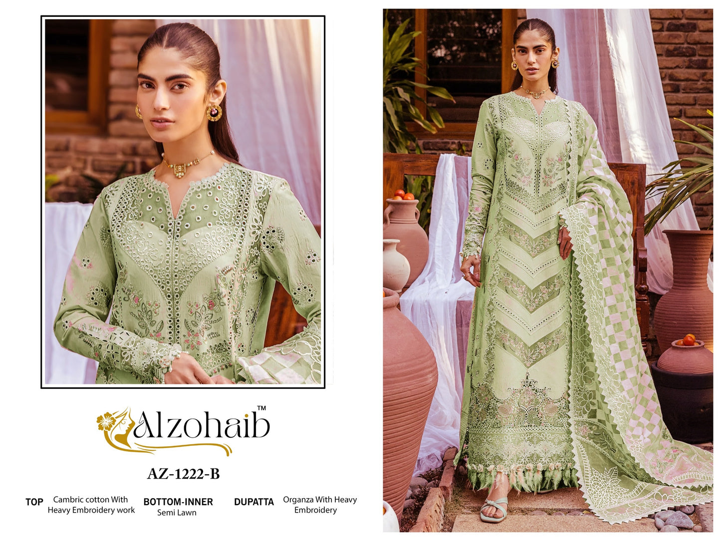 Az-1222-B Al Zohaib Embroidrey Pakistani Salwar Suits