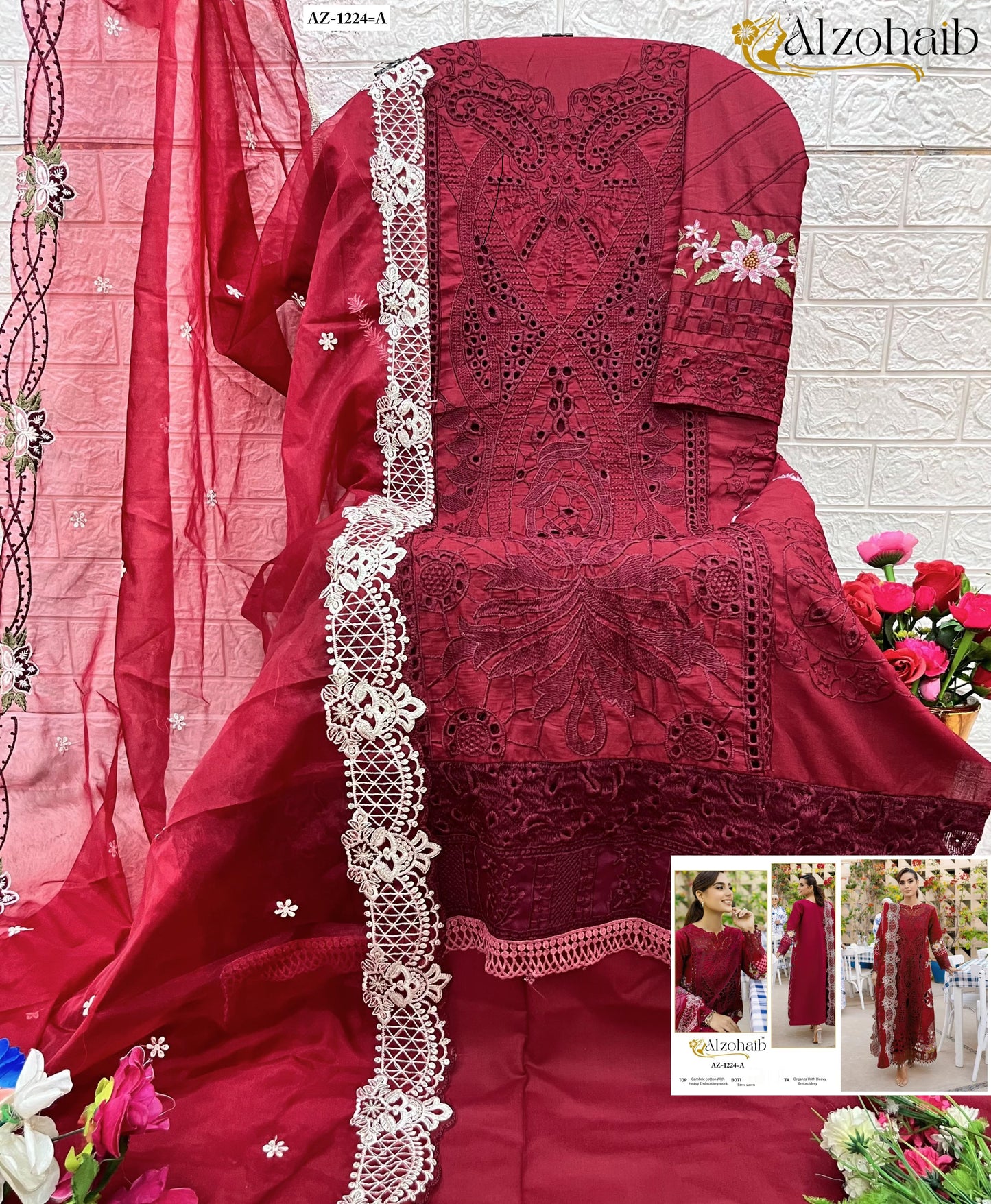 Az-1224-A Al Zohaib Embroidery Pakistani Salwar Suits