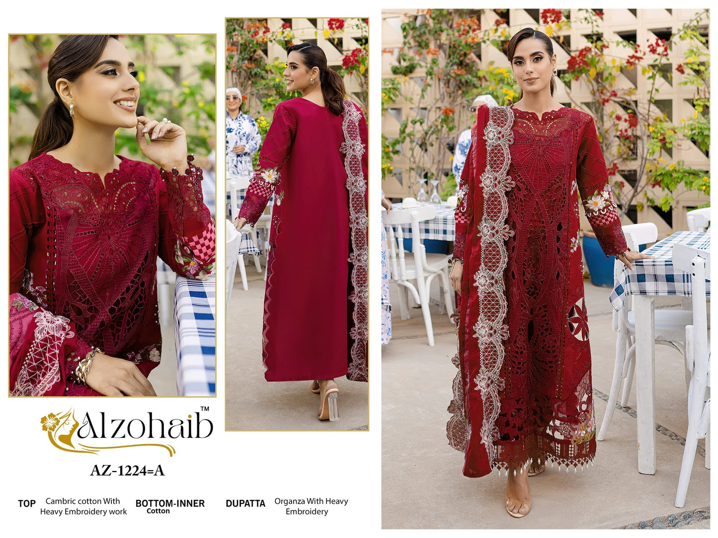 Az-1224-A Al Zohaib Embroidery Pakistani Salwar Suits