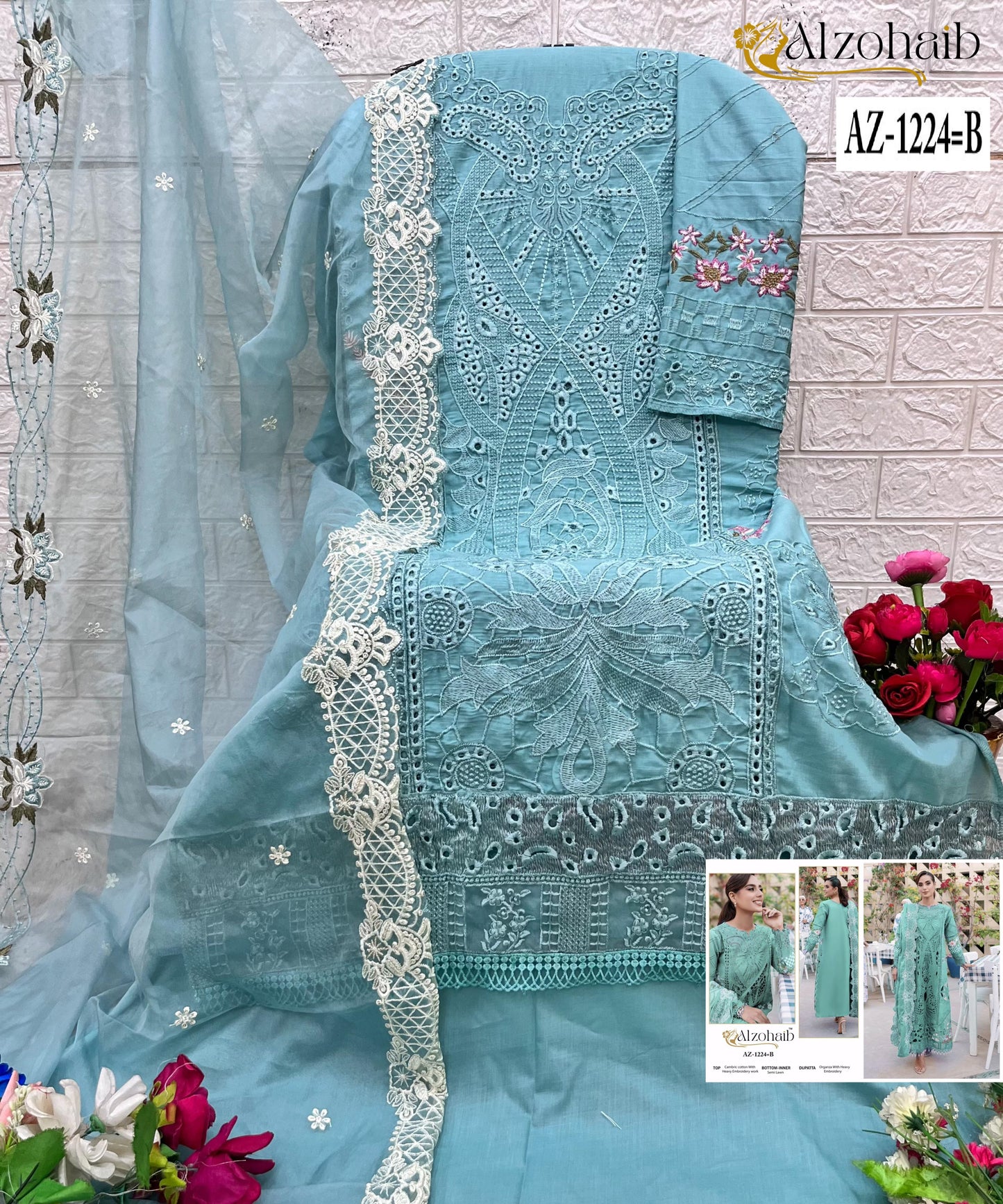 Az-1224-B Al Zohaib Embroidery Pakistani Salwar Suits