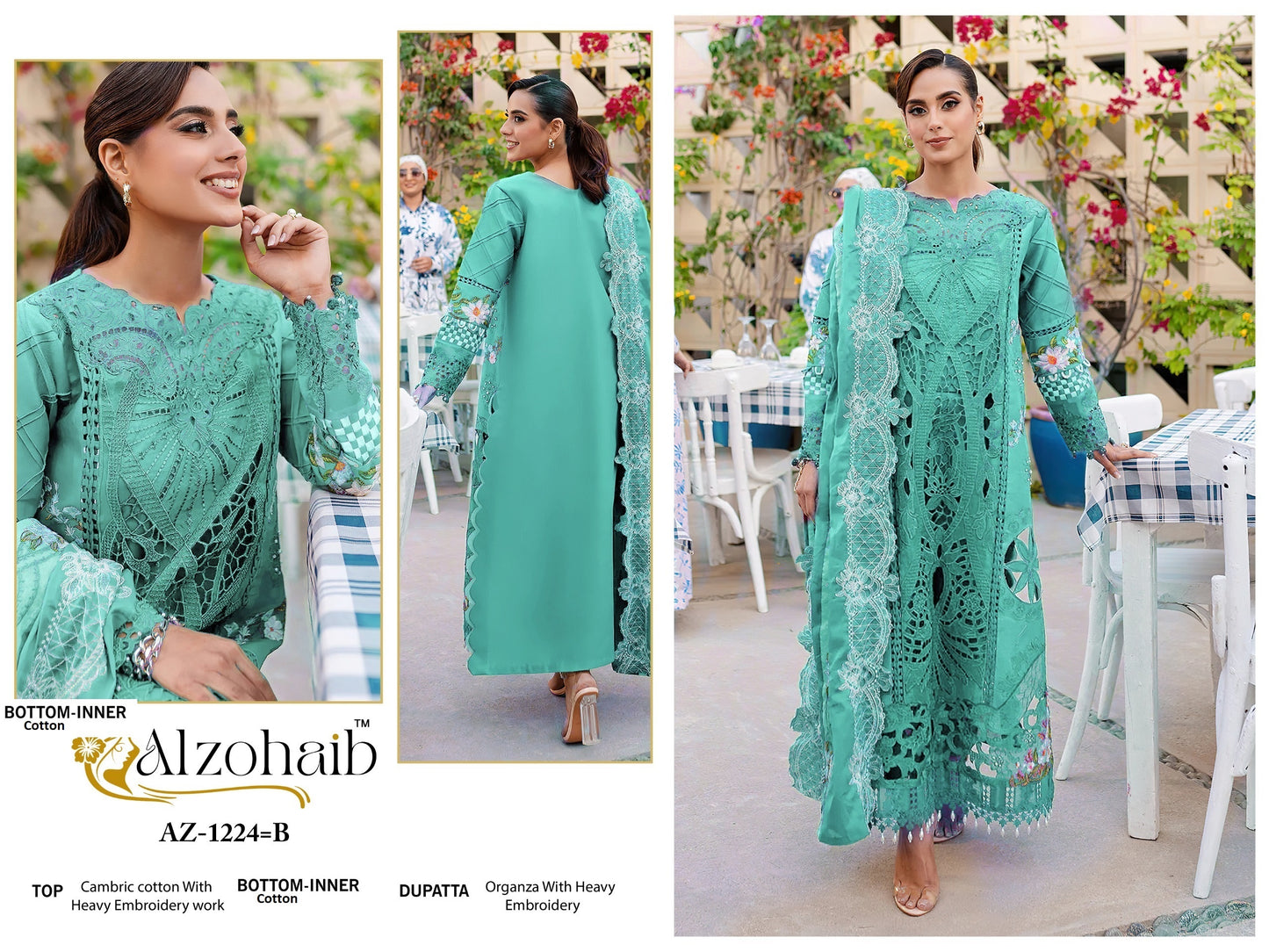 Az-1224-B Al Zohaib Embroidery Pakistani Salwar Suits