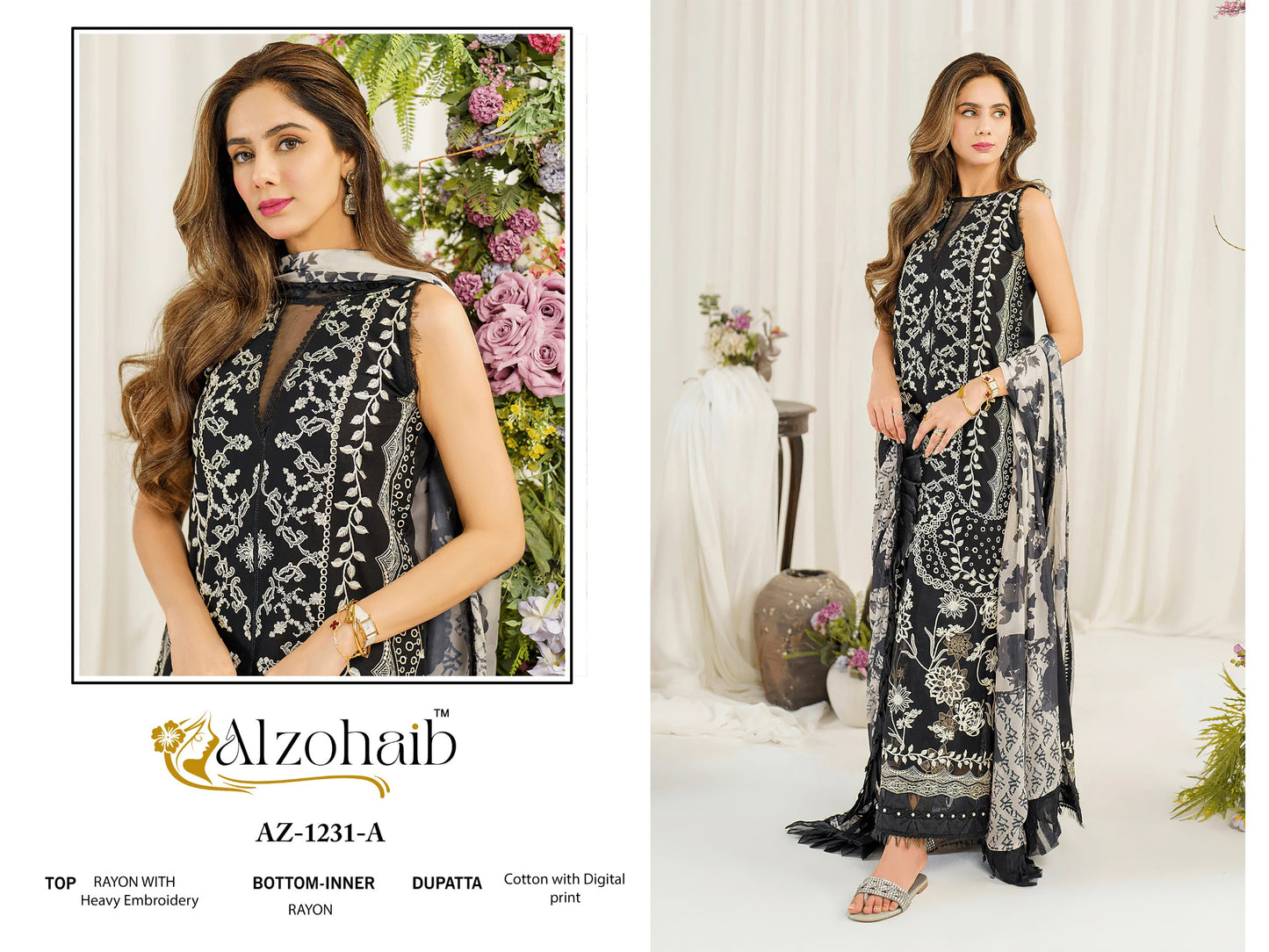 Az-1231-A Ruba Vol 1 Al Zohaib Rayon Pakistani Salwar Suits