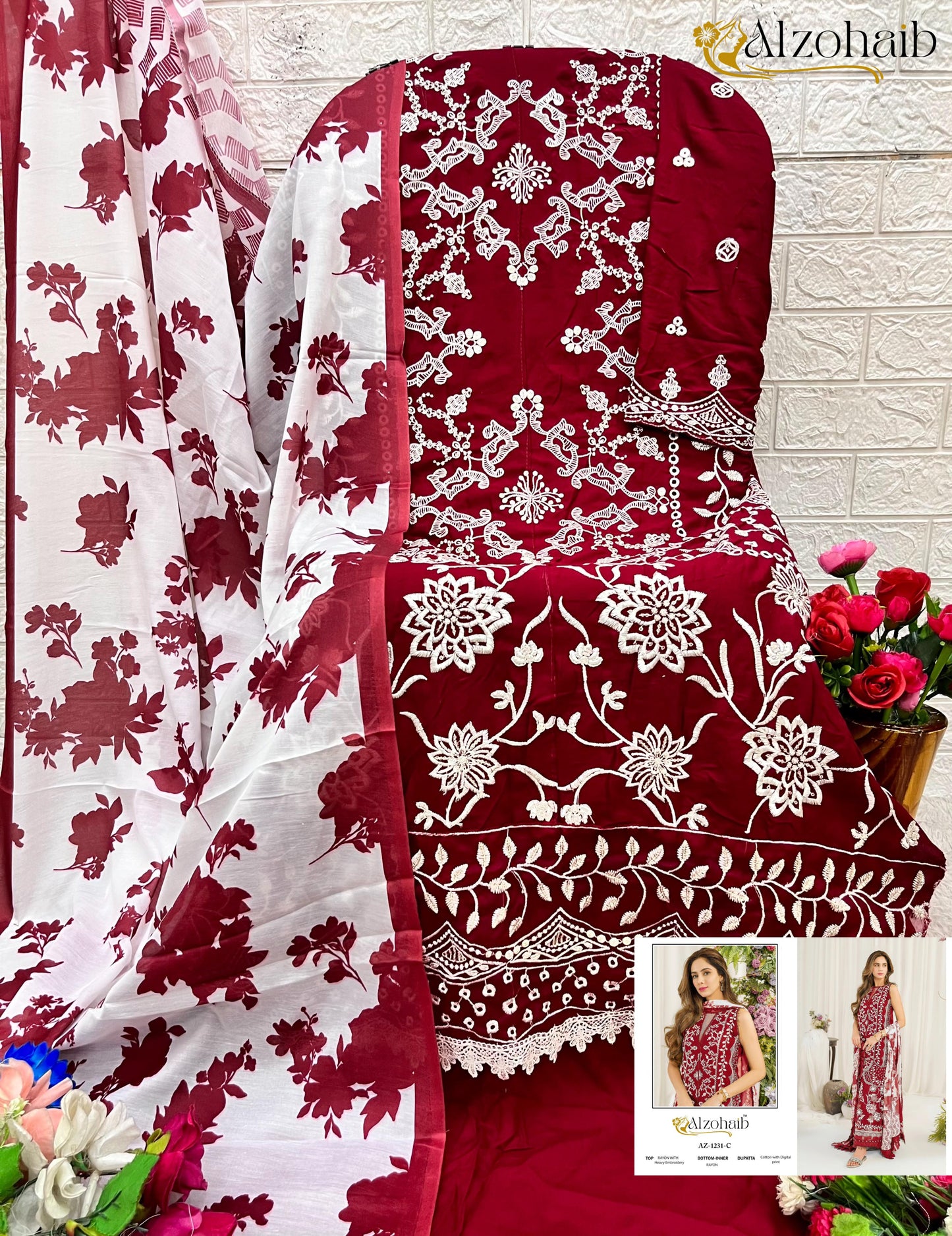Az-1231-C Ruba Vol 1 Al Zohaib Rayon Pakistani Salwar Suits