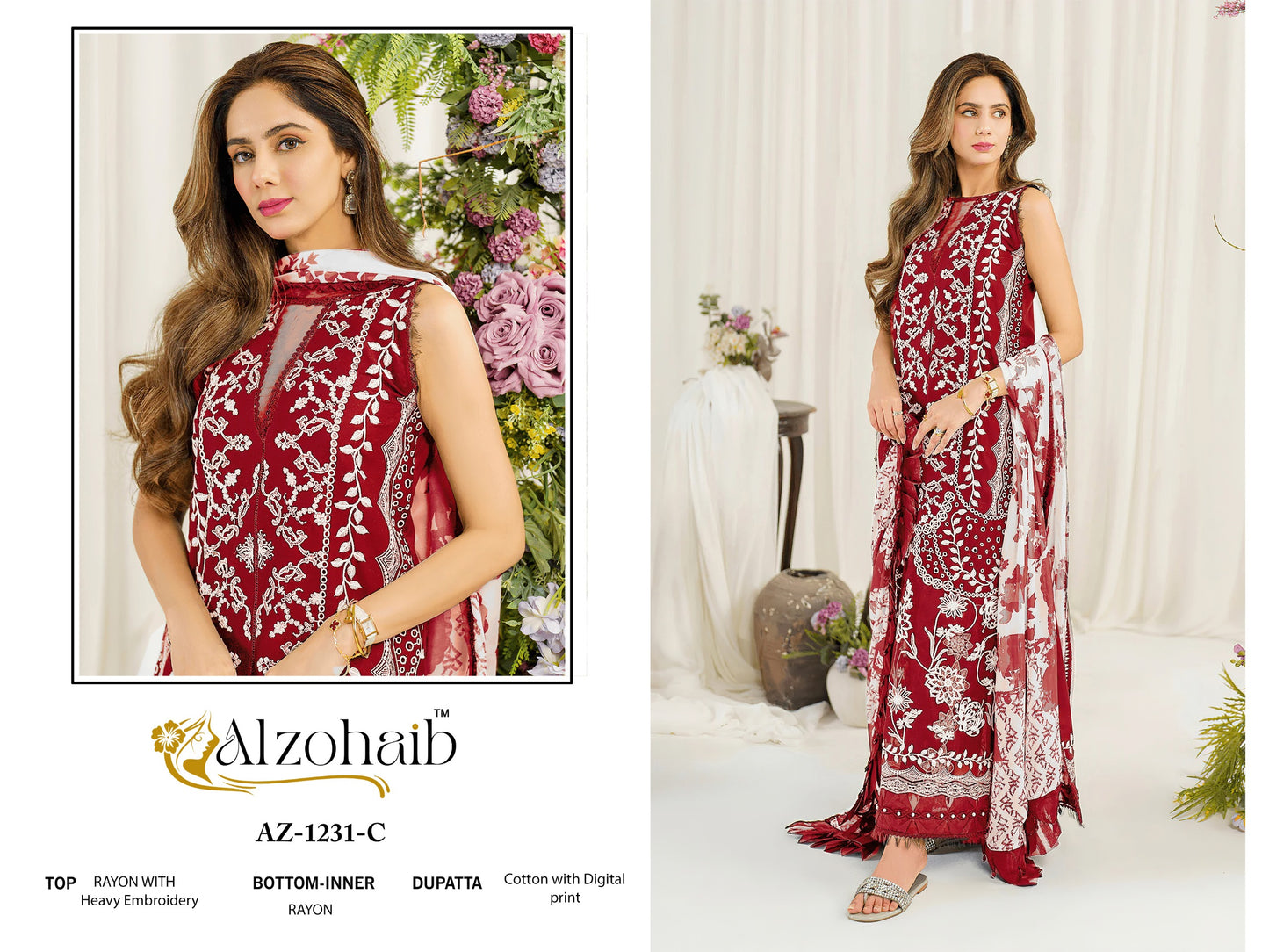 Az-1231-C Ruba Vol 1 Al Zohaib Rayon Pakistani Salwar Suits