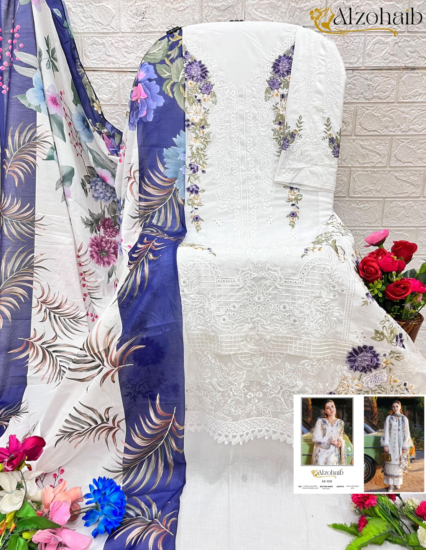 Az-1233 Al Zohaib Cotton Pakistani Salwar Suits