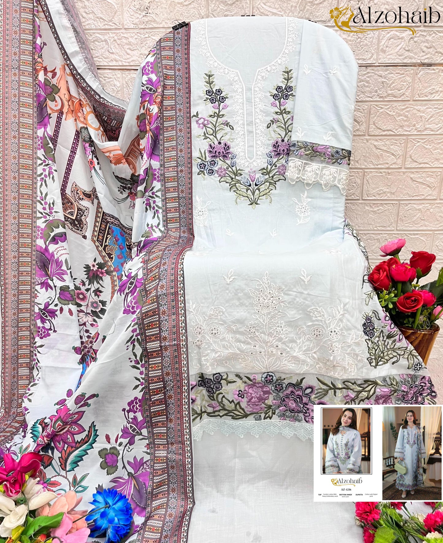 Az-1236 Al Zohaib Cotton Pakistani Salwar Suits