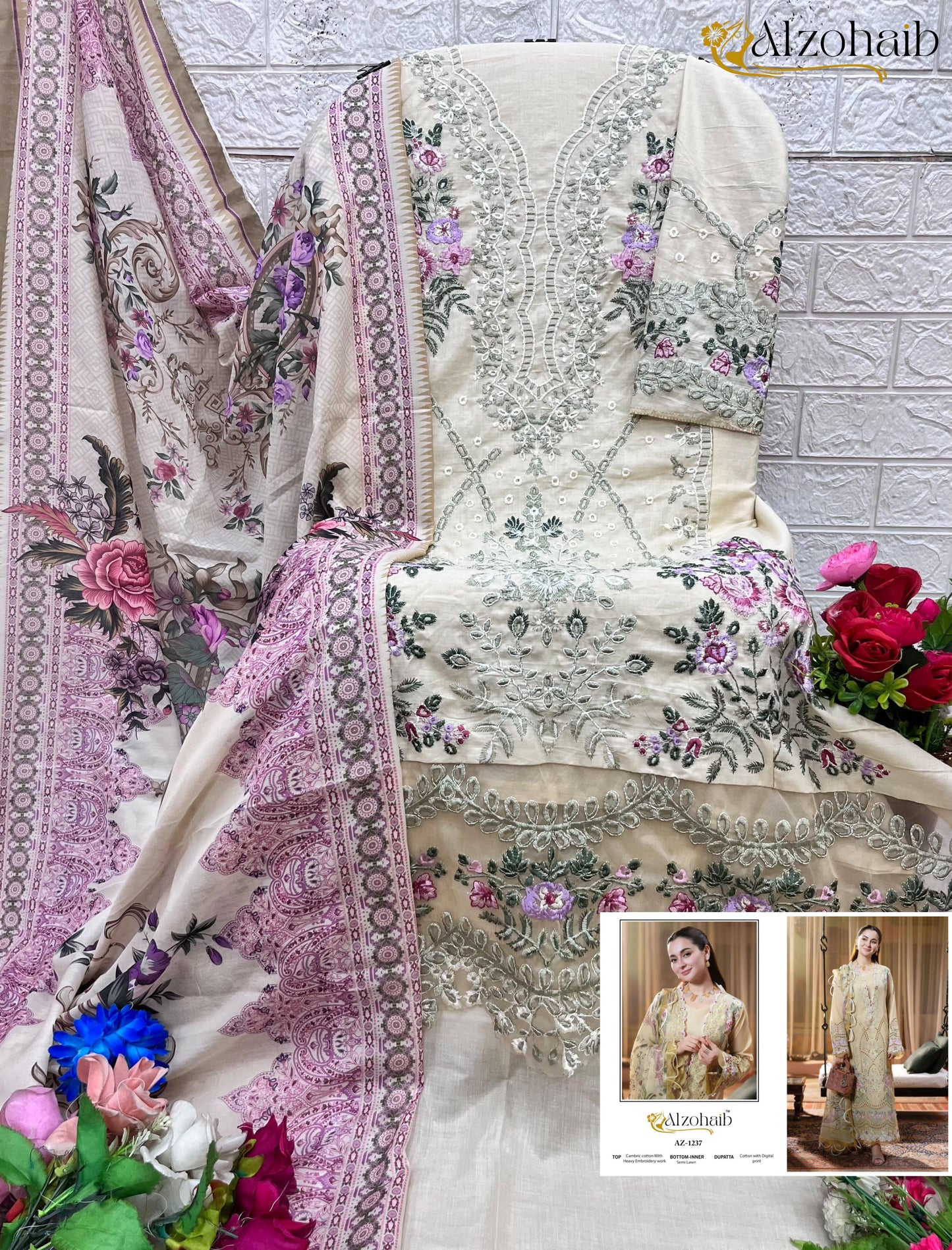 Az-1237 Al Zohaib Cotton Pakistani Salwar Suits